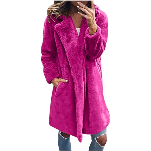 Zeiayuas Kunstfell Jacke Damen Nerz Pelzmantel mit Kapuze Große Größe Verdickter MantelWinter Outwear Damen Mantel Kurz Warm Faux Fur Mantel Cardigan Kuschelig Plüschjacke Mantel Pelzmantel von Zeiayuas