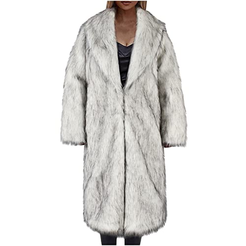 Zeiayuas Pelzmantel Damen Sexy Pelzmantel Winterjacke Dickere Warm Kunstfell Mantel Kuschelig Kunstpelz Jacke Flauschige Plüschjacke Lang Elegant Fellmantel Weich Bequem Felljacke für Herbst Winter von Zeiayuas