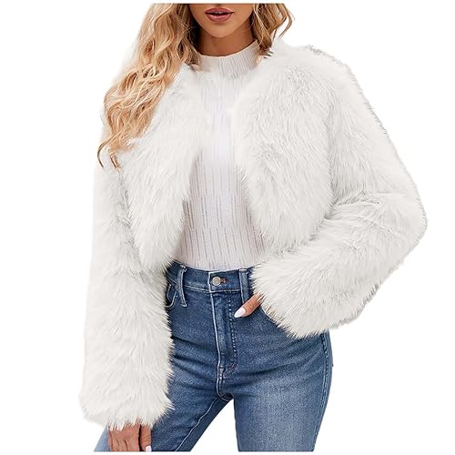 Zeiayuas Plüsch Jacke Damen Warmer Winterjacke Kunstfell Mantel Dalmatiner Dickere Warm Kunstpelz Jacke Damen Winter Langarm Wintermantel Warmer Mantel Kunstpelz Faux Fur Mantel Skibekleidung von Zeiayuas