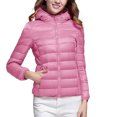 Zeiayuas Steppjacke Damen Leicht Daunenjacken Dünne Jacke Rosa Jacke Wattierte Jacke Damen Warmer Wintermantel Damen Ski-Jacken für Damen Damen-Mäntel Outdoor-Softshelljacken für Damen von Zeiayuas