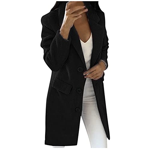 Zeiayuas Tweed Jacket Damen Lange Schwarze Tweed-Winterjacke für Frauen Damen Blazer Winter Leicht Damen Strickjacke Blazer Damen Elegant Freizeitmantel GroßE GrößEn Lässig Winter Mantel Damenjacken von Zeiayuas