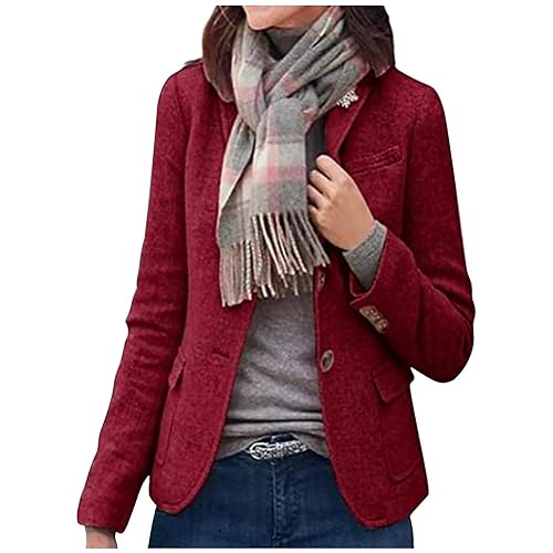 Zeiayuas Tweed Jacket Women Vintage Blazer Sportlich Elegant Anzugjacke Tweedjacke Damen Mantel Lang Winter Herbst- und Wintermantel aus Bedrucktem Tweed für Damen Tweed Mantel Trenchcoat Blazer von Zeiayuas