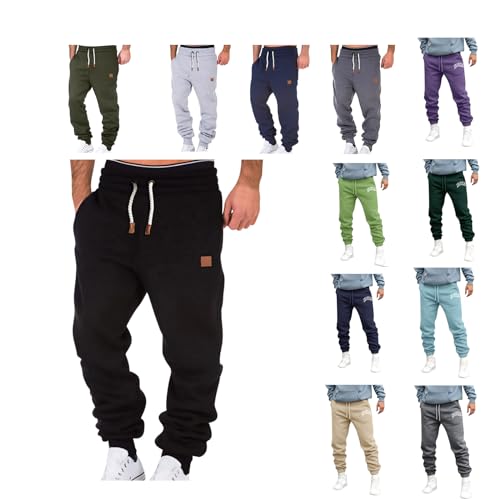 Zeiayuas Winterhosen Herren Warm Gepolsterte Jogginghose Herren Freizeithose Warm Sweatpants Fleece Gefütterte Jogger Hosen Thermo Lang Sporthose Winterhose Lose Trainingshose Winter mit Taschen von Zeiayuas