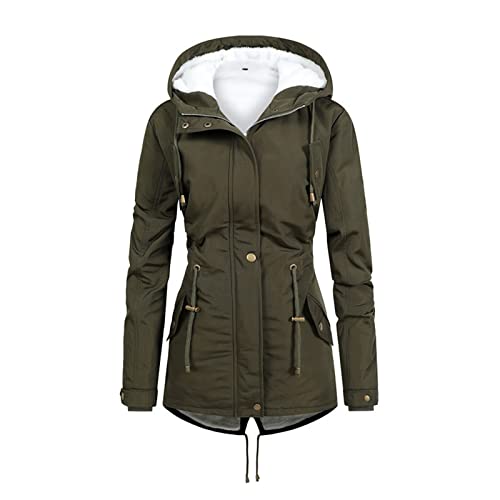 Zeiayuas Winterjacke Damen Lang Warm Gefüttert female Steppjacke Damen Mantel Ski-Jacken für Damen Winterjacke Wattierte Jacke Damen Softshell Jacke Damen Mantel Winter Elegant Damen Winterparka Grün von Zeiayuas