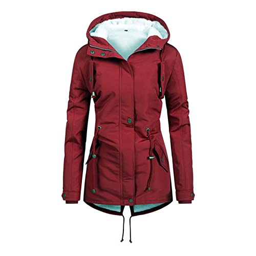 Zeiayuas Winterjacke Damen Lang Warm Gefüttert Female Steppjacke Damen Mantel Ski-Jacken für Damen Winterjacke Wattierte Jacke Damen Softshell Jacke Damen Mantel Winter Elegant Damen Winterparka Grün von Zeiayuas