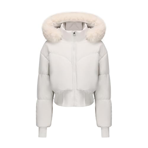 Zeiayuas Winterjacke Damen Winter Warm Daunenjacke Bequeme Weich Wintermantel mit ReißVerschluss Einfarbig Lässig ÜBergangsjacke Klassische Vintage Pufferjacke Langarm Kurz DaunenmäNtel Outdoorjacke von Zeiayuas