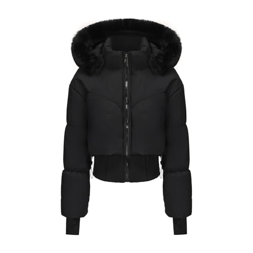 Zeiayuas Winterjacke Damen Winter Warm Daunenjacke Bequeme Weich Wintermantel mit ReißVerschluss Einfarbig Lässig ÜBergangsjacke Klassische Vintage Pufferjacke Langarm Kurz DaunenmäNtel Outdoorjacke von Zeiayuas