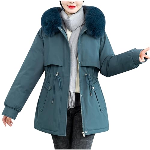 Zeiayuas Winterparka Damen Warm Wintermantel Damen Plüsch Kunstfell Jacke Daunenjacken Ski-Jacken für Damen Steppjacke Große Größen Daunennmante Steppweste Winterjacke Daunenjacke übergangsjacke von Zeiayuas