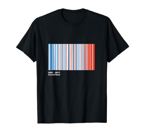 Show Your Stripes Deutschland erwärmt Streifen Klimawandel T-Shirt, Herren, Umweltbewusste Erwachsene, Allgemeine Bevölkerung, Unisex, Kurzarm, Schwarz, S von Zeigen Sie Ihre Streifen ShowYourStripes