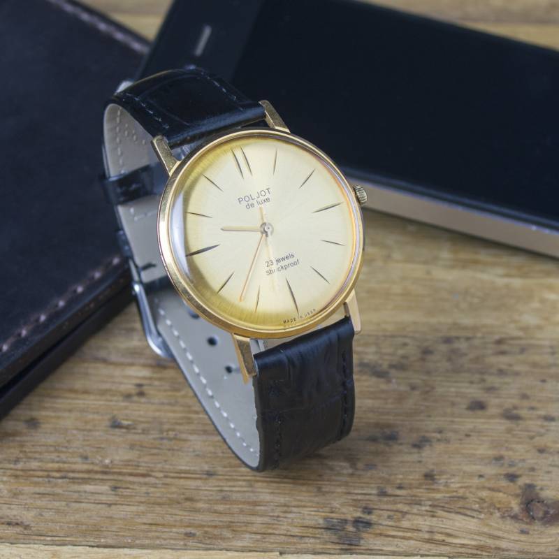 Vintage Poljot Luxus Armbanduhr 1960Er Jahre Udssr, Au10 Vergoldet von ZeikanShop