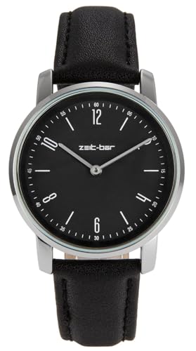 Zeit-Bar Funk-Armbanduhr Damen, Metallgehäuse, Leder-Uhrband von Zeit-Bar