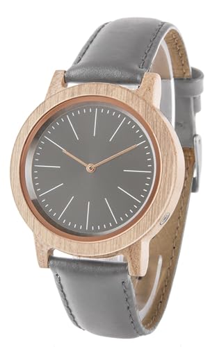 Zeit-Bar Funk-Armbanduhr Damen, Holz-Gehäuse, Echtleder-Uhrband von Zeit-Bar