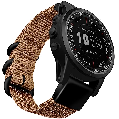 Zeit Diktator 20 mm 22 mm 26 mm Uhrenarmband Schnellverschluss Nylon armband, compatible with Garmin Instinct Fenix 5X 5plus /6X pro 6S/3HR /7 7S 7X/MK 1/D2 Delta PX(Khaki,26mm) von Zeit Diktator