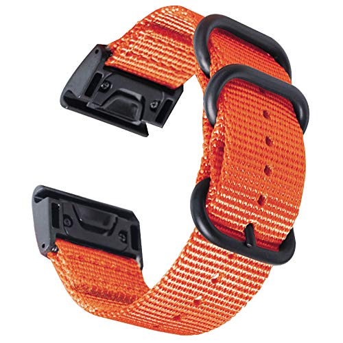 Zeit Diktator 20 mm 22 mm 26 mm Uhrenarmband Schnellverschluss Nylon armband, compatible with Garmin Instinct Fenix 5X 5plus /6X pro 6S/3HR /7 7S 7X/MK 1/D2 Delta PX(Orange,26mm) von Zeit Diktator