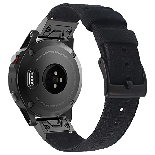 Zeit Diktator Segeltuch Armband 26 mm Uhrenarmband mit Schnellverschluss für Mann,kompatibel mit Garmin Fenix 5x/7x/5x Plus 6x 6x Pro/Fenix 3 3hr/Descent Mk2i Mk2 Mk1/D2 Delta Px/Tactix Delta/Enduro von Zeit Diktator