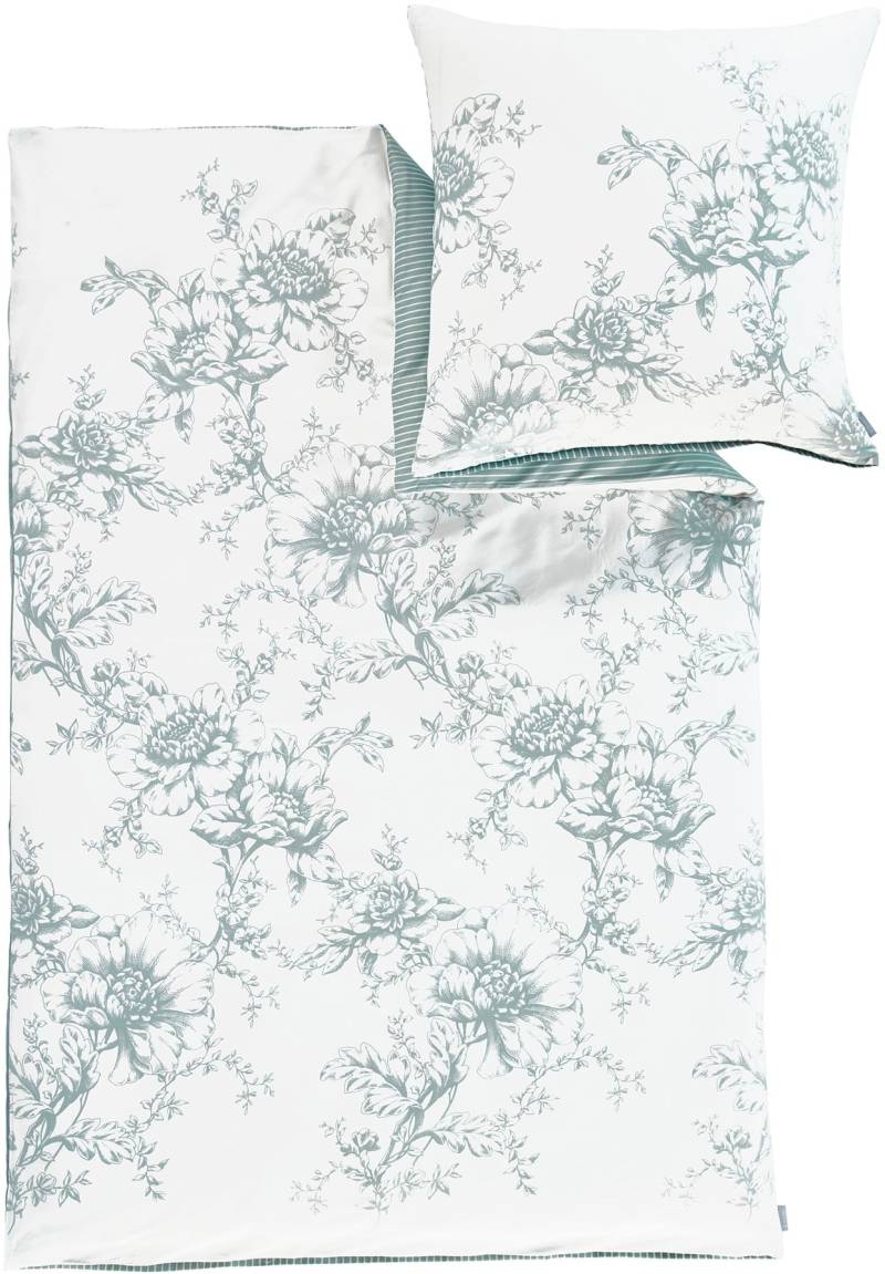 Zeitgeist Wendebettwäsche "Kai in Gr. 135x200 oder 155x220 cm" 2 Stk. tlg. mit Blumen und Streifen, Bettwäsche aus Baumwolle mit Reißverschluss von Zeitgeist