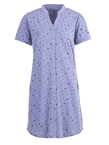 Zeitlos Damen Nachthemd Kurzarm Baumwolle Schleife Knöpfe M-6XL, Farbe:Flieder, Größe:XL von Zeitlos