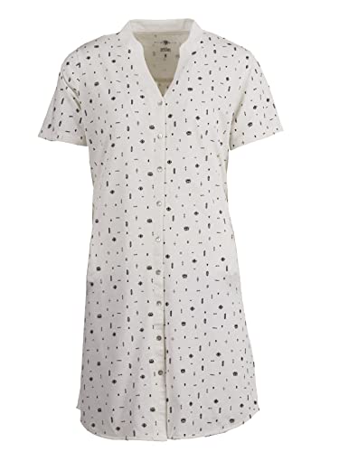 Zeitlos Damen Nachthemd Kurzarm Baumwolle Auge Knöpfe M-2XL, Farbe:Off-White, Größe:XXL von Zeitlos
