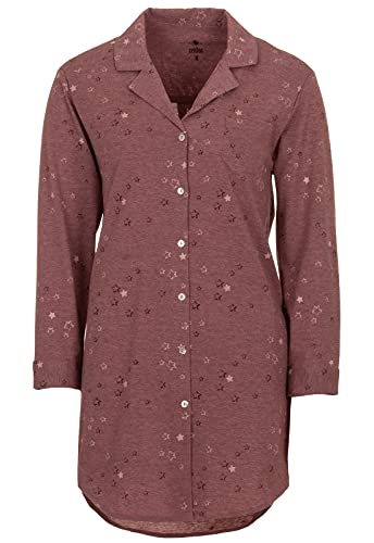 Zeitlos Damen Nachthemd Langarm Kragen Knopfleiste Sterne Loungewear, Farbe:Altrosa, Größe:L von Zeitlos