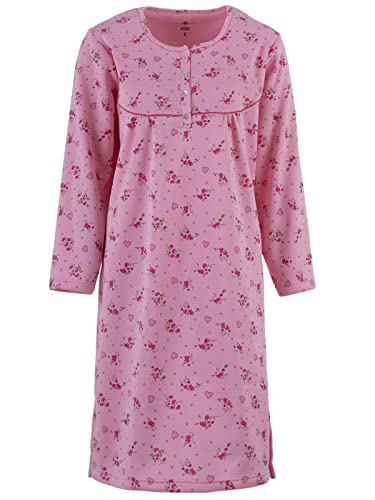 Zeitlos Nachthemd Damen Thermo Langarm Uni Knopfleiste Herz, Farbe:rosa, Größe:XL von Zeitlos