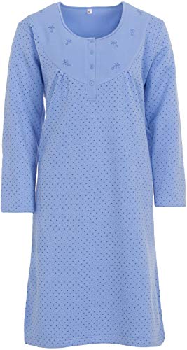 Zeitlos Damen Thermo Nachthemd Uni Gepunktet Warmhaltend M-2XL Winter, Farbe:blau, Größe:XL von Zeitlos