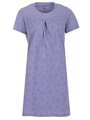 Zeitlos Nachthemd Damen Kurzarm Blätter Kellerfalte Schlafshirt Sommer M-2XL All-Over Muster, Farbe:Flieder, Größe:XL von Zeitlos