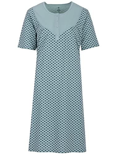 Zeitlos Nachthemd Damen Kurzarm Blümchen M-XXL Knopfleiste Allover Muster, Farbe:Mint, Größe:3XL von Zeitlos