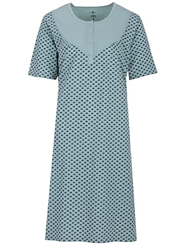 Zeitlos Nachthemd Damen Kurzarm Blümchen M-XXL Knopfleiste Allover Muster, Farbe:Mint, Größe:4XL von Zeitlos