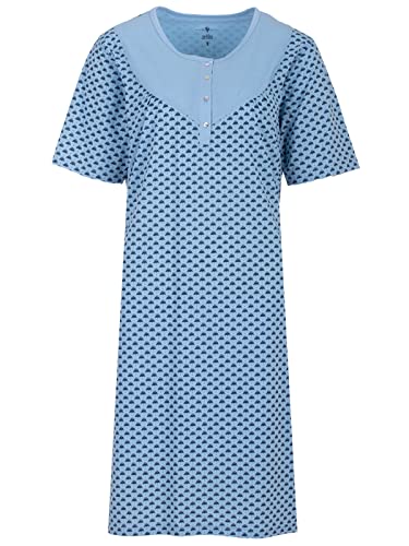 Zeitlos Nachthemd Damen Kurzarm Blümchen M-XXL Knopfleiste Allover Muster, Farbe:blau, Größe:3XL von Zeitlos