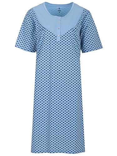 Zeitlos Nachthemd Damen Kurzarm Blümchen M-XXL Knopfleiste Allover Muster, Farbe:blau, Größe:4XL von Zeitlos