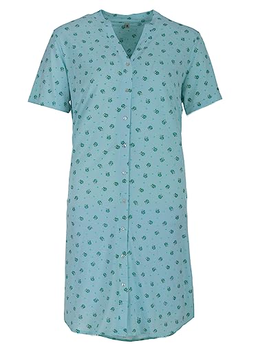 Zeitlos Nachthemd Damen Kurzarm Blüten Knopfleiste Weich M-2XL Leicht, Farbe:Mint, Größe:L von Zeitlos