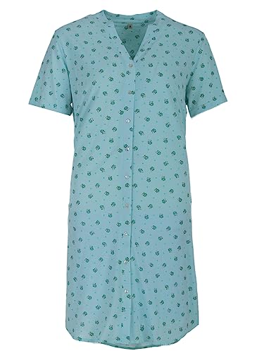 Zeitlos Nachthemd Damen Kurzarm Blüten Knopfleiste Weich M-2XL Leicht, Farbe:Mint, Größe:XL von Zeitlos