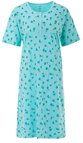 Zeitlos Nachthemd Damen Kurzarm Blumendruck Knöpfe Übergröße 3 XL - 6XL, Farbe:Mint, Größe:XL von Zeitlos