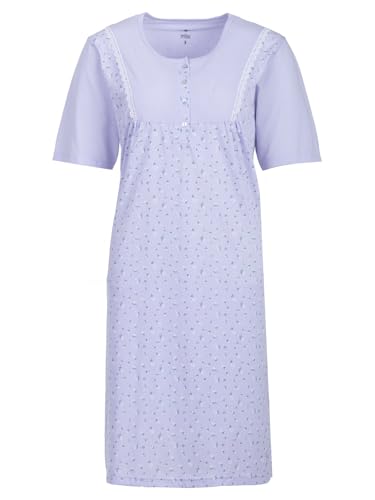 Zeitlos Nachthemd Damen Kurzarm Gänseblümchen Spitze Knöpfe M-6XL Knopfleiste Schlafshirt, Farbe:Flieder, Größe:XXL von Zeitlos