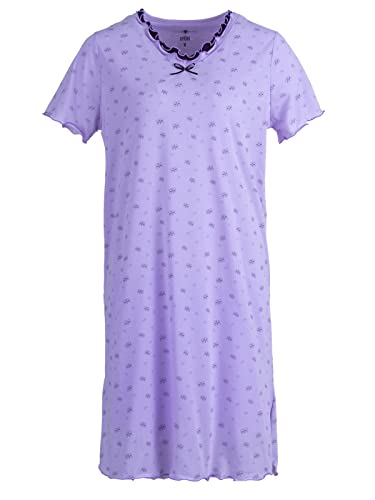 Zeitlos Nachthemd Damen Kurzarm Herz Schmetterling Rüsche Schlafshirt M-2XL, Farbe:lila, Größe:2XL von Zeitlos