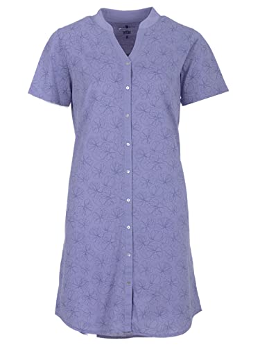 Zeitlos Nachthemd Damen Kurzarm Kragen Blätter Schlafshirt Knopfleiste M-2XL All-Over Muster, Farbe:Flieder, Größe:L von Zeitlos