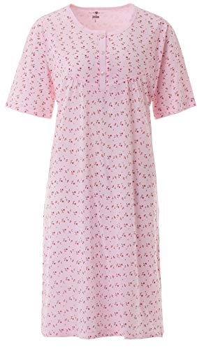 Zeitlos Nachthemd Damen Kurzarm Mille Fleur Blumen Knöpfe Schlafshirt Übergröße bis 6XL, Farbe:rosa, Größe:2XL von Zeitlos