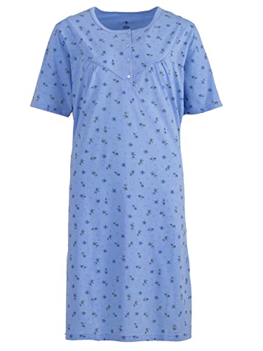 Zeitlos Nachthemd Damen Kurzarm Schlafshirt Knöpfe Blüten M-6XL, Farbe:blau, Größe:4XL von Zeitlos