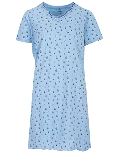 Zeitlos Nachthemd Damen Kurzarm Schmetterling Satinschleife Rüsche Sommer Schlafshirt, Farbe:blau, Größe:L von Zeitlos