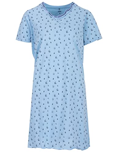 Zeitlos Nachthemd Damen Kurzarm Schmetterling Satinschleife Rüsche Sommer Schlafshirt, Farbe:blau, Größe:M von Zeitlos