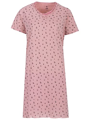 Zeitlos Nachthemd Damen Kurzarm Schmetterling Satinschleife Rüsche Sommer Schlafshirt, Farbe:rosa, Größe:XXL von Zeitlos