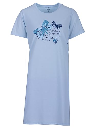 Zeitlos Nachthemd Damen Kurzarm Schmetterling Schlafshirt Rundhalsausschnitt M-2XL, Farbe:blau, Größe:M von Zeitlos