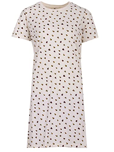 Zeitlos Nachthemd Damen Kurzarm Sommer Leo Schlafshirt T-Shirt All-Over Muster, Farbe:Off-White, Größe:M von Zeitlos