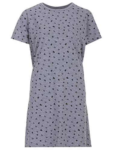 Zeitlos Nachthemd Damen Kurzarm Sommer Leo Schlafshirt T-Shirt All-Over Muster, Farbe:grau, Größe:L von Zeitlos