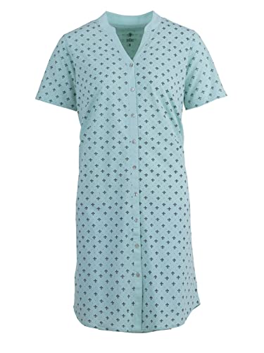 Zeitlos - Nachthemd Damen Kurzarm Stehkragen Blumendruck Knöpfe M - 6XL, Farbe:Mint, Größe:XL von Zeitlos