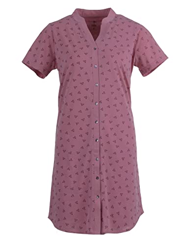 Zeitlos Nachthemd Damen Kurzarm Stehkragen Herz Knopfleiste Durchgehend, Farbe:Altrosa, Größe:XL von Zeitlos