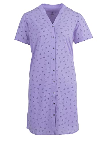 Zeitlos Nachthemd Damen Kurzarm Stehkragen Herz Knopfleiste Durchgehend, Farbe:Flieder, Größe:XL von Zeitlos