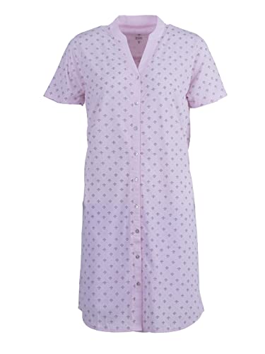 Zeitlos - Nachthemd Damen Kurzarm Stehkragen Lilie Knöpfe, Farbe:rosa, Größe:XL von Zeitlos