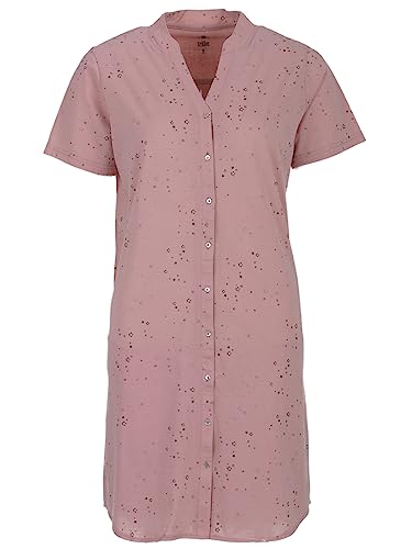 Zeitlos Nachthemd Damen Kurzarm Sterne Knopfleiste Schlafshirt Sommer M-2XL All-Over Muster, Farbe:rosa, Größe:M von Zeitlos