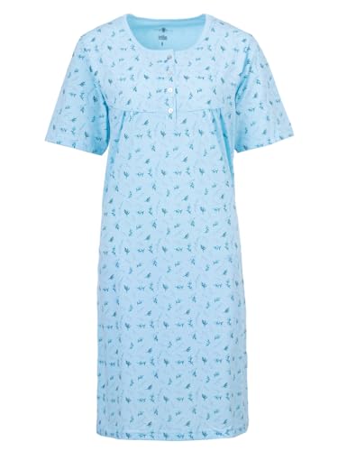 Zeitlos Nachthemd Damen Kurzarm Zweigen Knöpfe M-6XL Knopfleiste Schlafshirt, Farbe:blau, Größe:XXL von Zeitlos